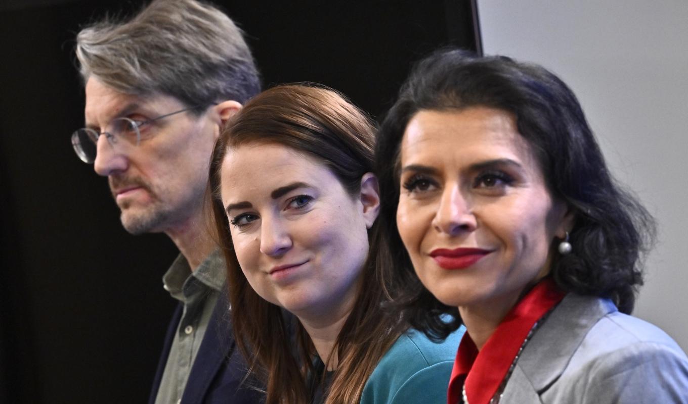 Svante Linusson, Emma Wiesner och Al-Sahlani är Centerpartiets förslag till kandidater till Europaparlamentsvalet. Foto: Claudio Bresciani/TT