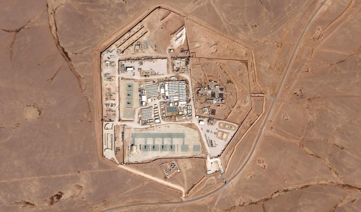 Satellitbild från den amerikanska militärbasen i Jordanien. Foto: Planet Labs PBC/AP/TT