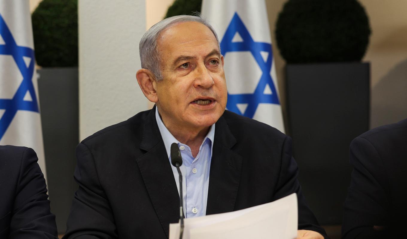 Premiärminister Benjamin Netanyahu under ett sammanträde på försvarsdepartementet i Tel Aviv i januari. Foto: Ronen Zvulun/AP/TT