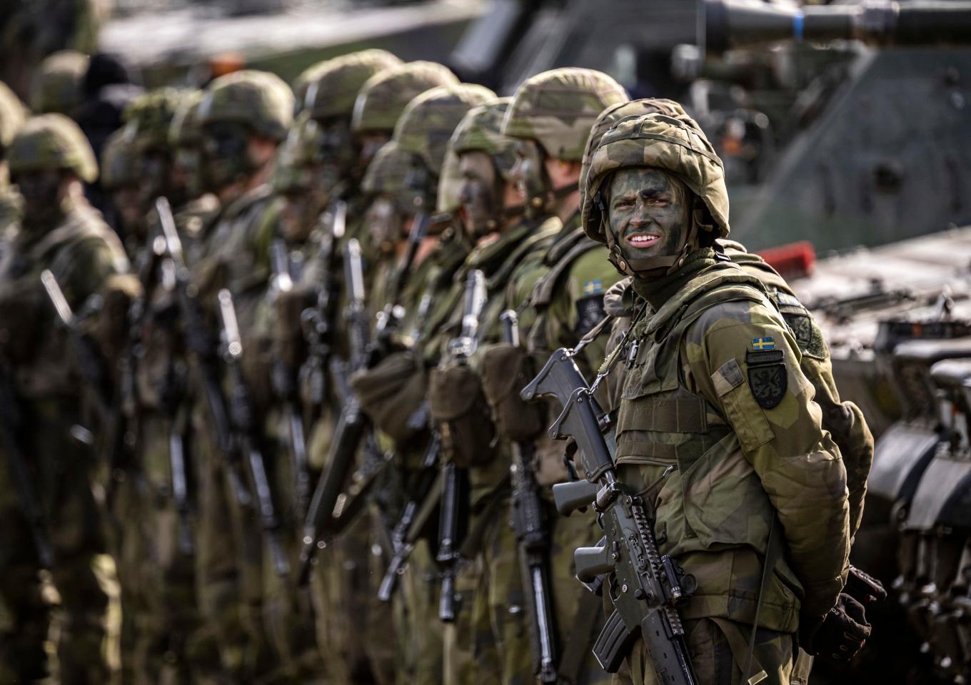 Värnpliktiga soldater från P7 och P4 under en övning förra året. Arkivbild. Foto: Johan Nilsson/TT
