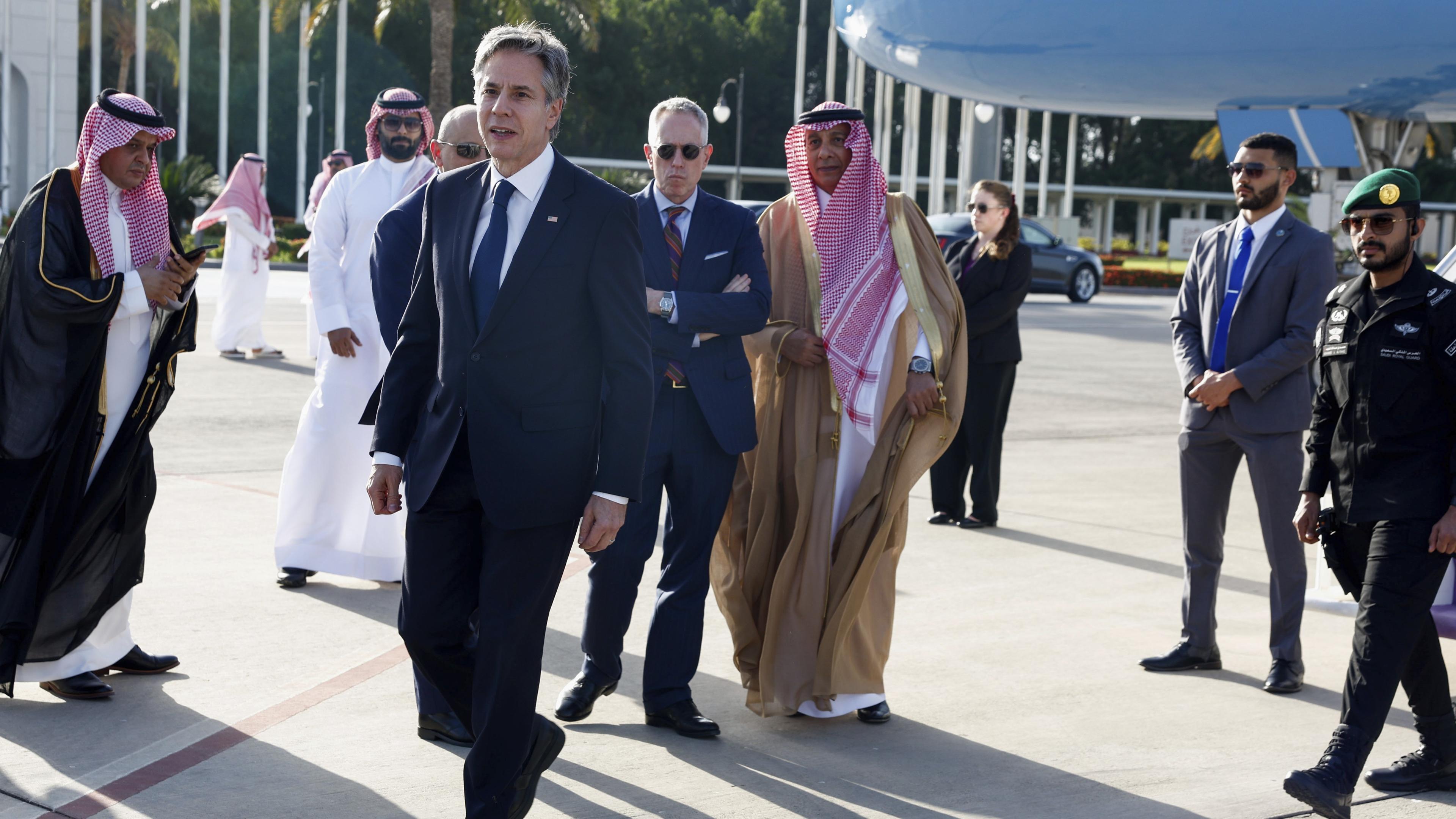 USA:s utrikesminister Antony Blinken i Jeddah i Saudiarabien på onsdagen. Foto: Evelyn Hockstein/AP/TT