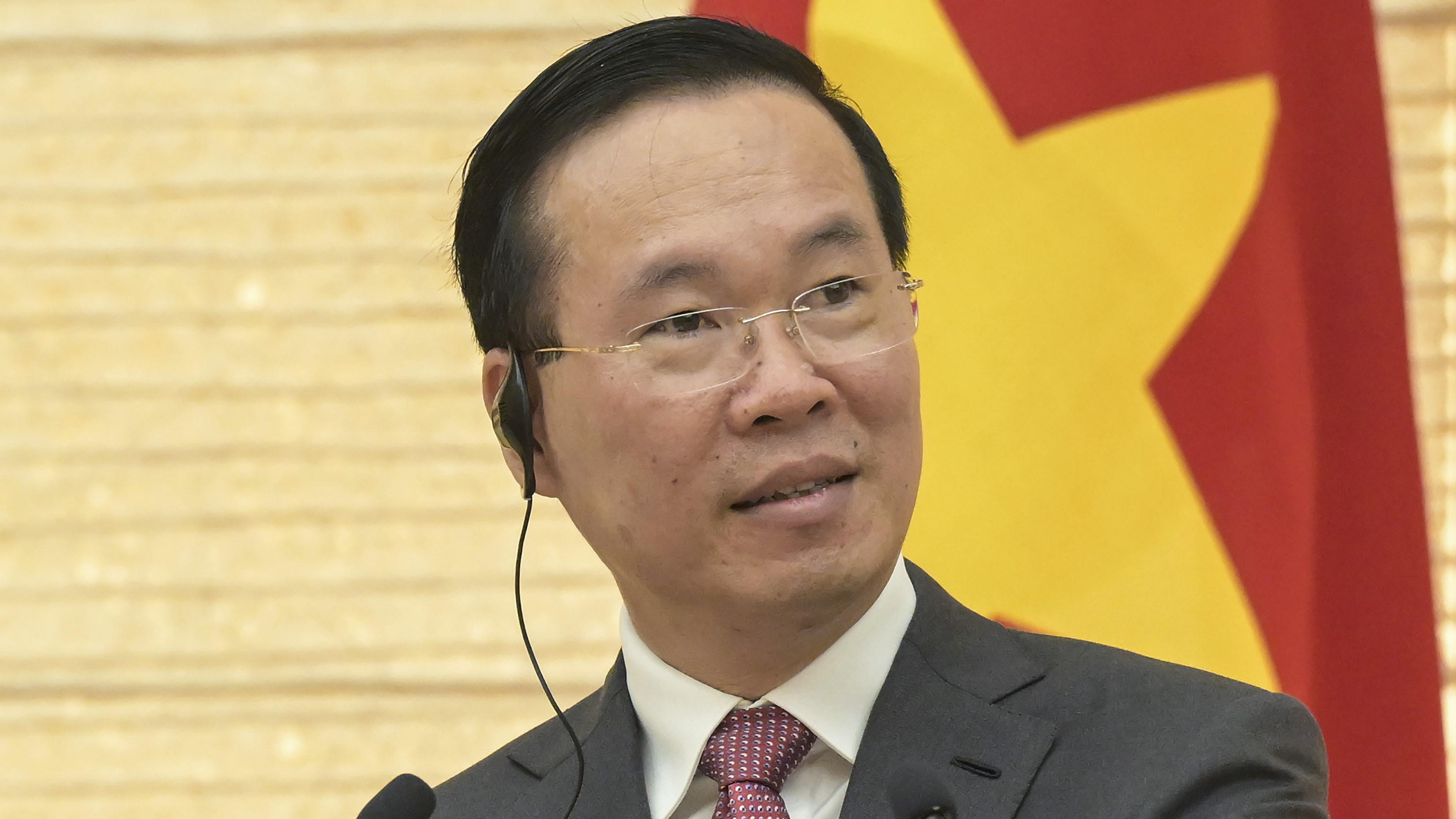Vietnams avgående president Vo Van Thuong under en presskonferens i Tokyo i november. Foto: Richard A Brooks/AP/TT