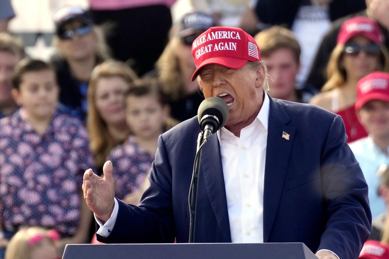 Republikanen och expresidenten Donald Trump fotograferad vid ett kampanjmöte i Ohio tidigare i mars. Arkivbild. Foto: Meg Kinnard/AP/TT