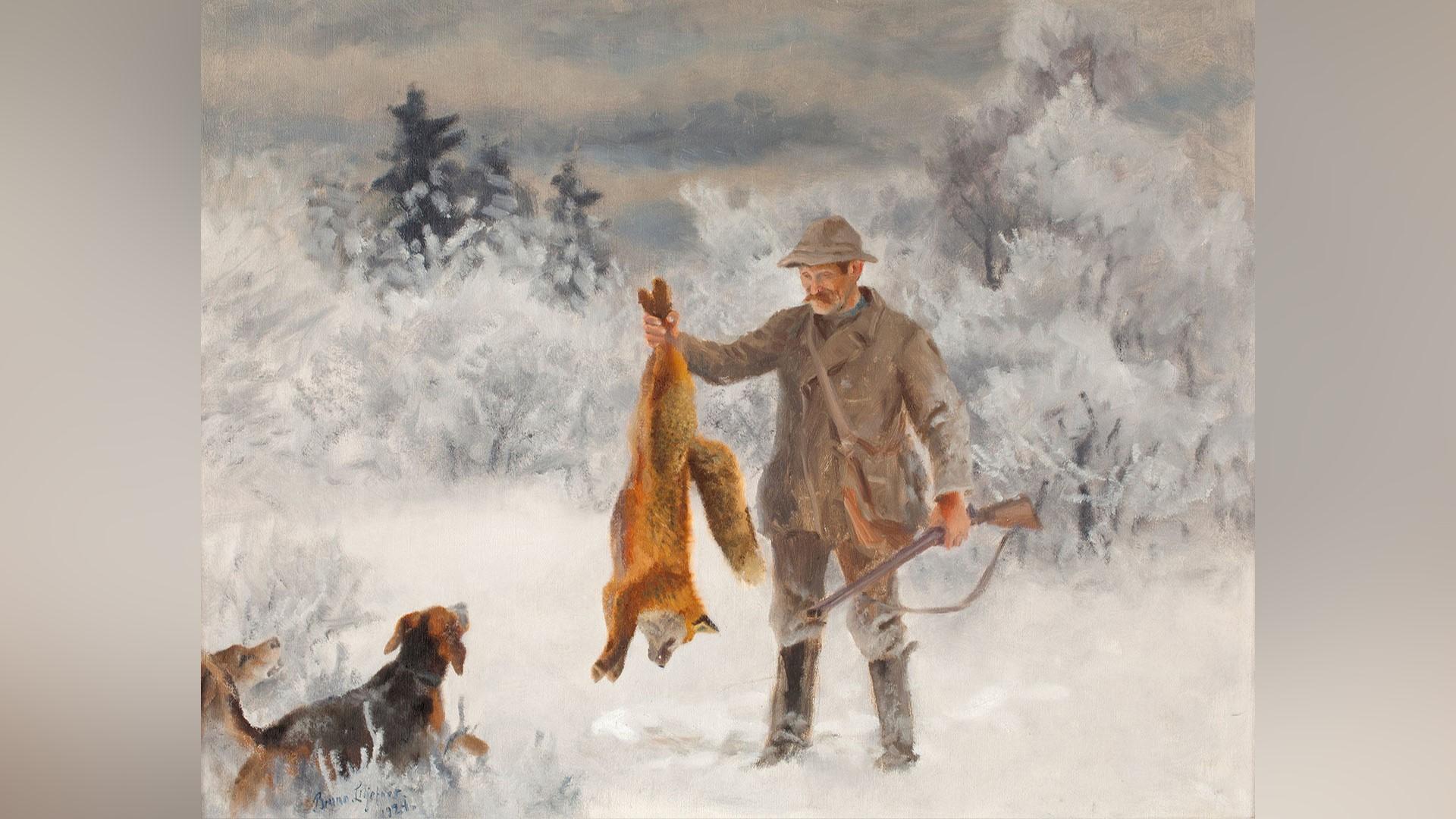 Finns djuren i sin egen rätt eller är de bara ett medel för mat, kläder, medicin och underhållning? Målning av Bruno Liljefors (1860–1939). Foto: Public Domain