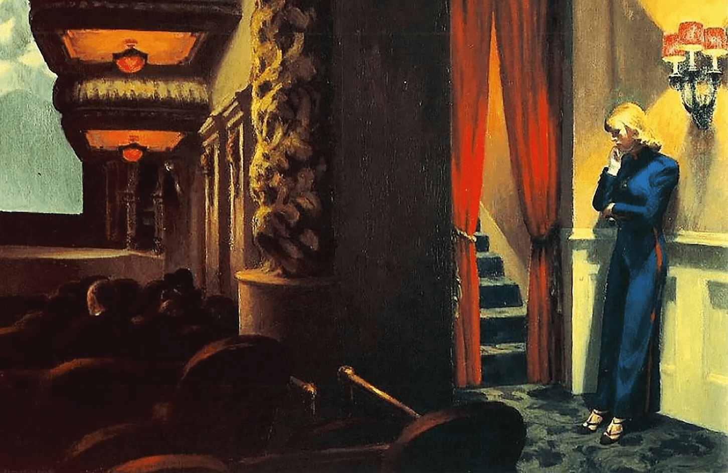 Föreställningen pågår men inte alla deltar i den. Målning av Edward Hopper (1882–1967). Foto: Public Domain