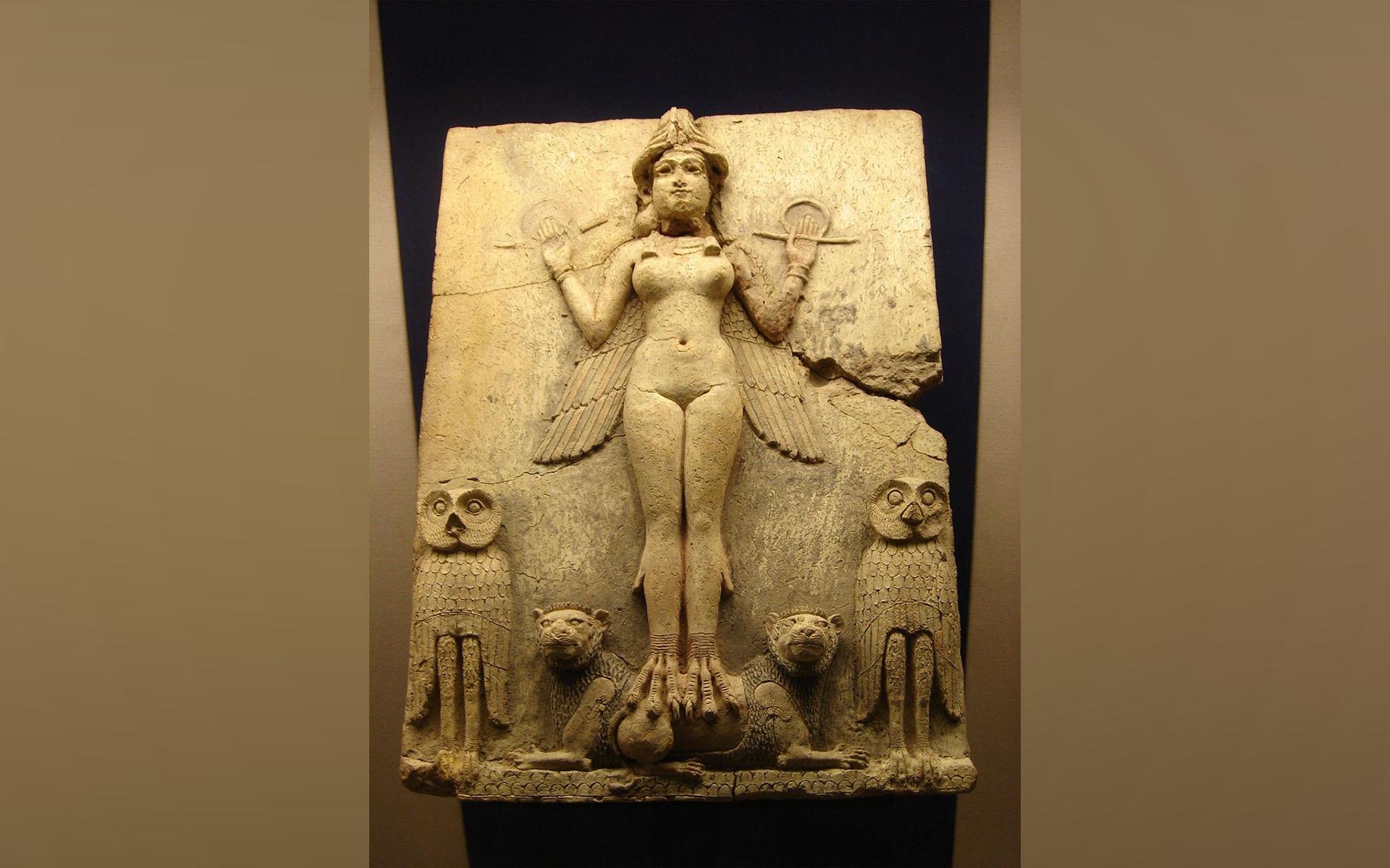 Nattens drottning, Inanna, cirka 1792–1750 f.Kr. (British Museum). Foto: Public Domain