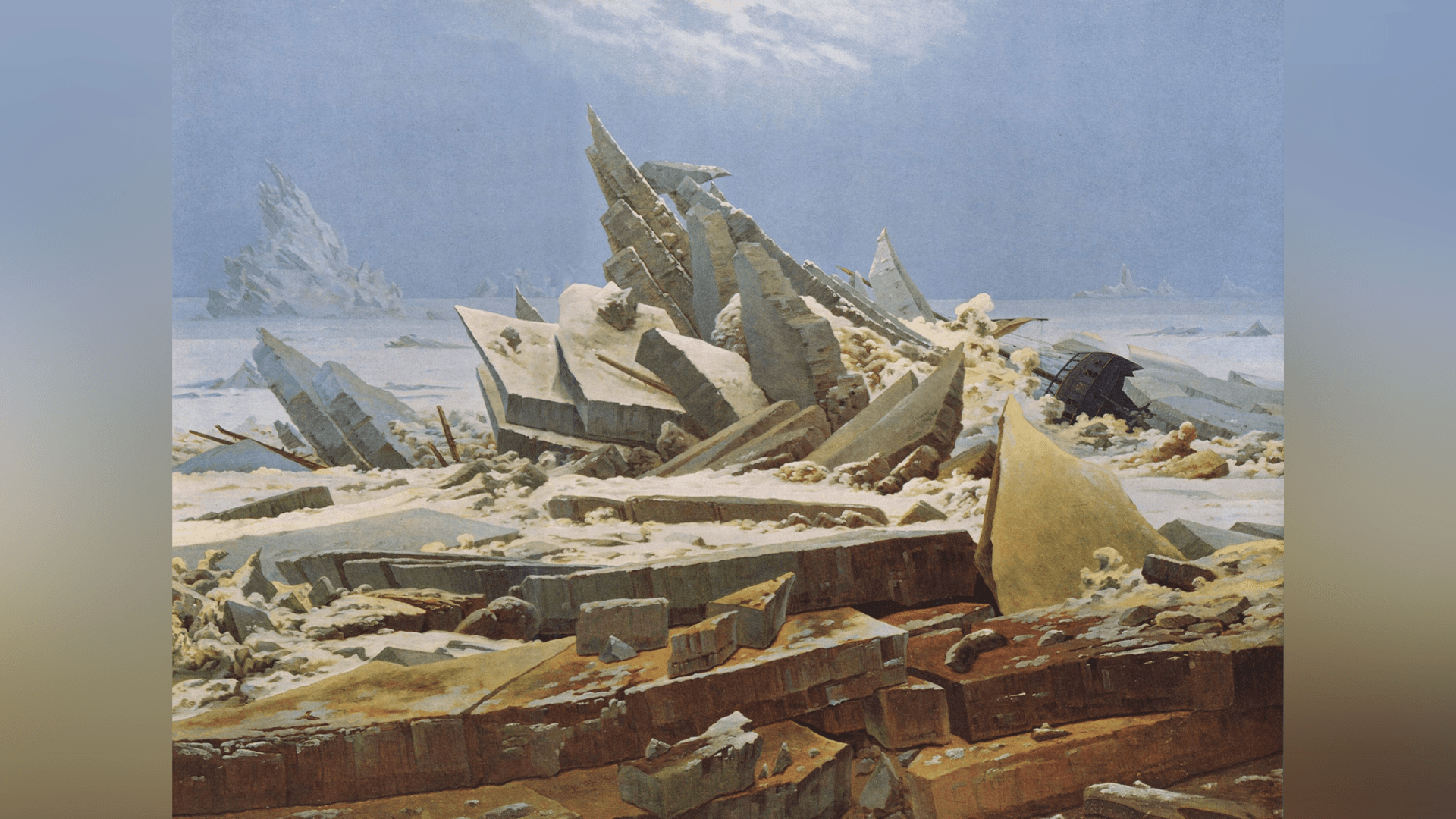 Ishavet (1823–1824) av Caspar David Friedrich. Finns att beskåda på Hamburger Kunsthalle. Foto: Public Domain