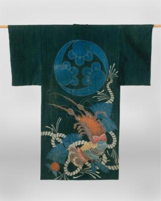 Kimonoplagg med hummer och tofs i vävd bomull, med hållbar färgning och målad med färgämnen och pigment, daterad till Meiji-perioden (1868-1912). Meiji japansk tideräkningen . (Foto: metmuseum.org/Seymour Fund, 1966)
