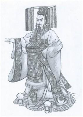 Qin Shi Huang,  den förste enväldige kejsaren av Kina illustrerad av Yeuan Fang.