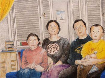 Schlierkamp vill se den välkände advokaten Gao Zhishengs frigiven och avporträtterade Gao med sin familj i sitt eget vardagsrum. (Foto: Schilerkamp) 