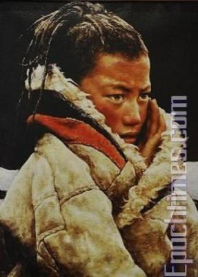 Silvermedaljen i figurmåleri tilldelades målningen ”Tibetansk pojke” i tävlingen, ”Chinese International Figure Painting Competition”(Foto: Dai Bing/The Epoch Times)
