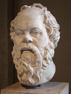 En avbildning av Sokrates som finns på Louvren. (Bild från Wikipedi )