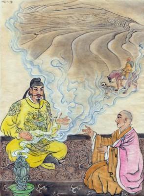 Xuan Zang, Mäster Tripitaka  av den stora Tangdynastin, Tangmunken. (Illustratör: Jane Ku, Epoch Times)