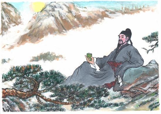 Li Bai betraktas som diktkonstens vise man. (Illustratör: Kiyoka Chu, Epoch Times)