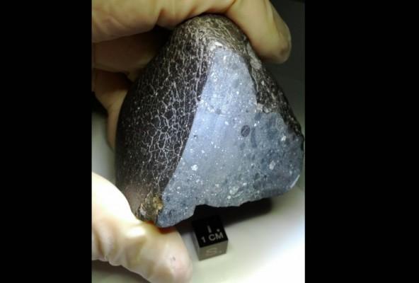Den marsianska meteoriten, med beteckningen Northwest Africa (NWA) 7034 och smeknamnet ”Black Beauty”, väger ungefär 300 gram. (Foto: NASA)