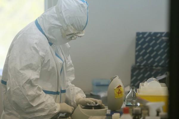 En läkare arbetar på ett laboratorium i Peking den 16 april 2013 då fågelinfluensan H7N9 bröt ut. (Str/AFP/Getty Images) 