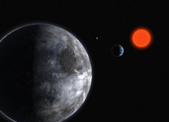 En multimedia simulering visar den nya planeten som upptäcktes på La Silla Observatorium i Chile. (Foto: AFP/Martin Bernetti)
