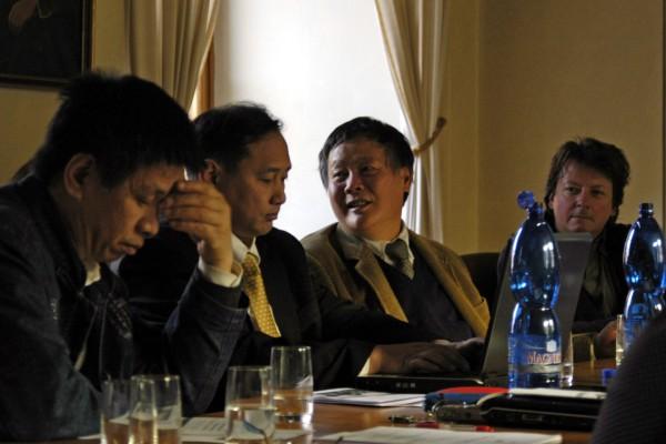 Från vänster Chen Maiping, Wang Juntao, Wei Jingsheng och Martin Hala. (Foton: Epoch Times)
