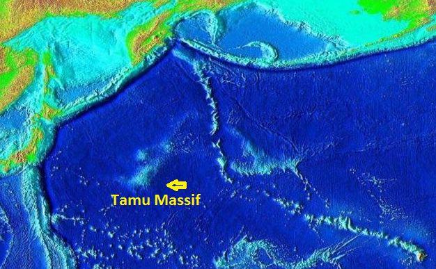 Tamu-massivet, den största vulkanen som någonsin upptäckts, sträcker sig 3,5 km över havsbotten. (Wikipedia, Wikimedia commons)