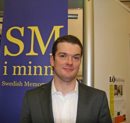 Simon Reinhard, en nöjd vinnare av Swedish Memory Open på bokmässan i Göteborg. (Foto: Pirjo Svensson/Epoch Times)