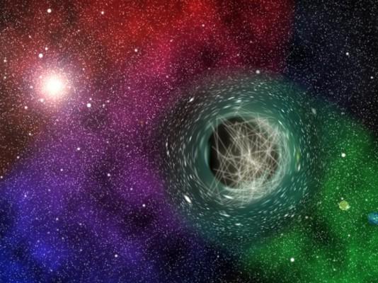 En konstnärs bild av ett svart hål, omgivet av axioner. (Vienna University of Technology)