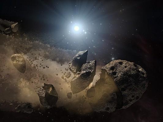 Teckning av en splittrad asteroid. (Foto: NASA/JPL-Caltech)