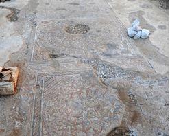 Delar av det bysantinska golvet i Israel. (Screenshot/Israel Antiquities Authority/Yael Yolovitch)