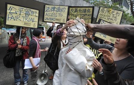 Amnesty International protesterade i Hongkong mot dödsstraffet år 2009. (Foto. AFP) 
