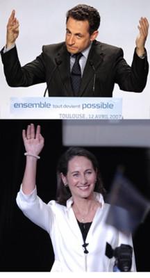 Förenade populärhögerns (UMP) kandidat Nicolas Sarkozy (Foto: Pavani/AFP/Getty Images), och socialistpartiets Segolene Royal (Foto: Eric Feferberg/AFP/Getty Images)
