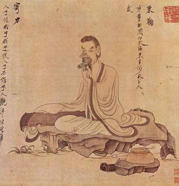 En målning av Chen Hongshou som visar en person med den kinesiska cittran (qin). (Foto: Wikipedia ) 