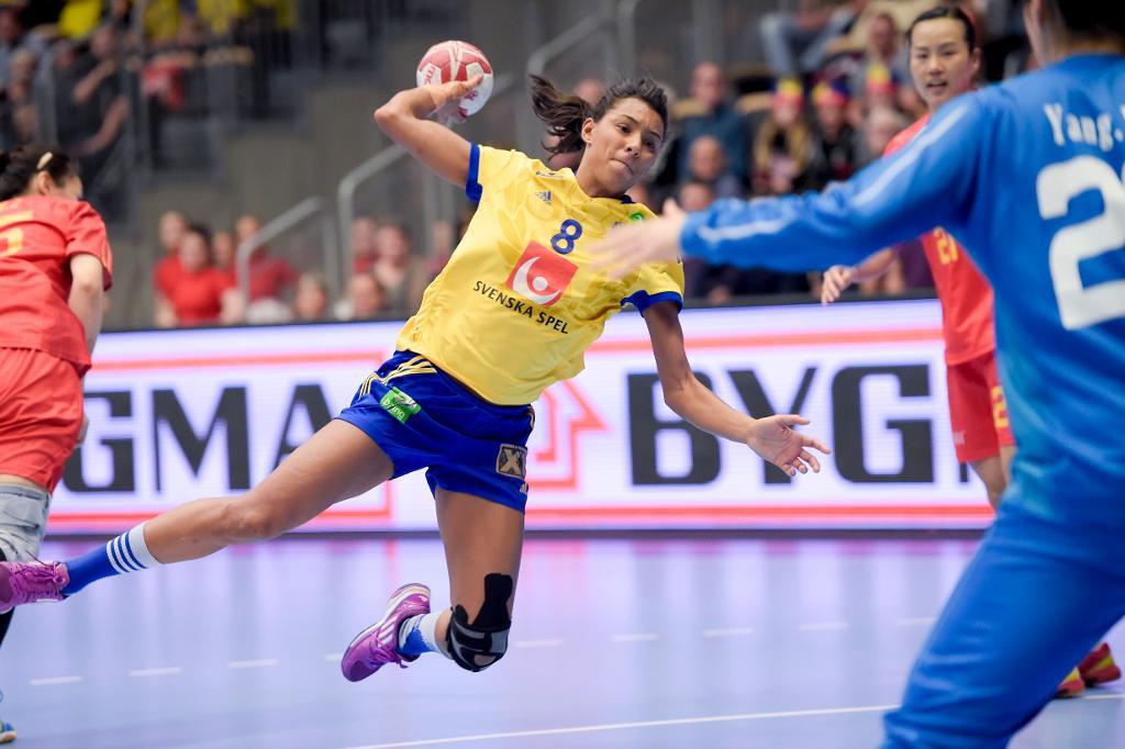 Jamina Roberts blev Sveriges bästa målskytt mot Kina. (Foto: Maja Suslin/TT)
