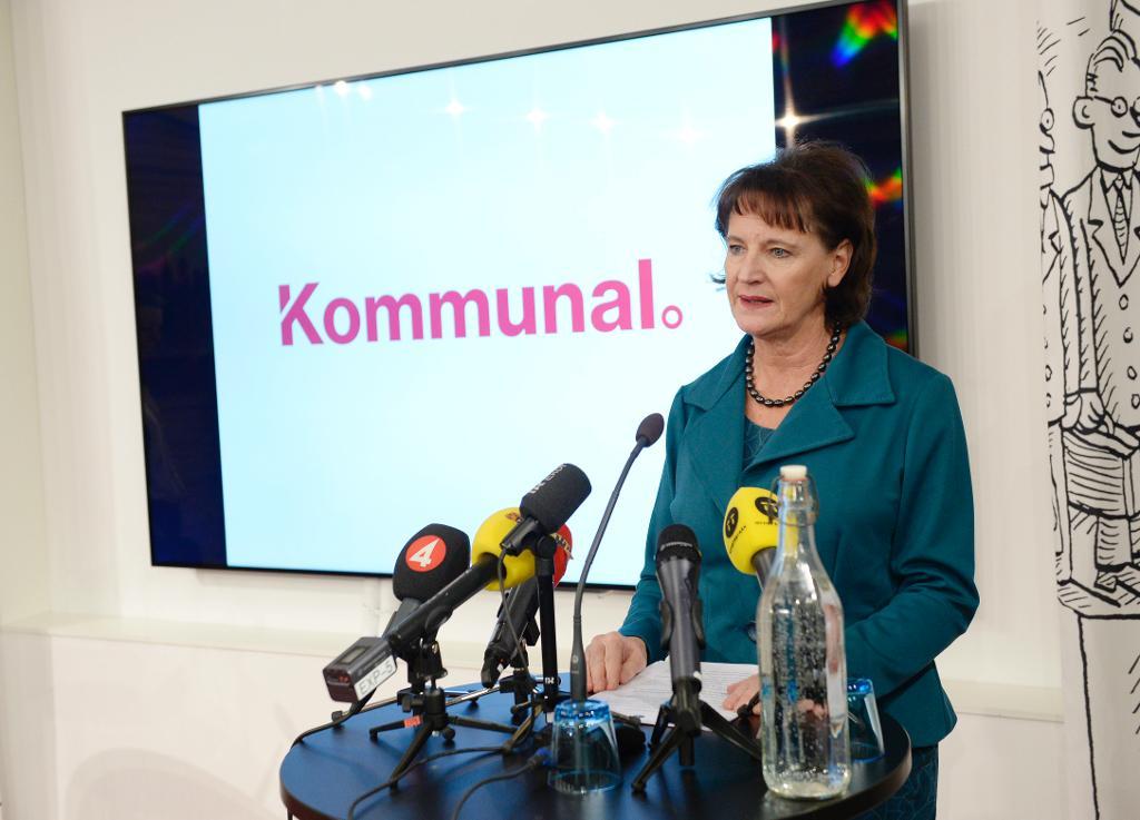Kommunals Annelie Nordström meddelade vid en presskonferens att hon avgår vid nästa kongress. Jessica Gow/TT