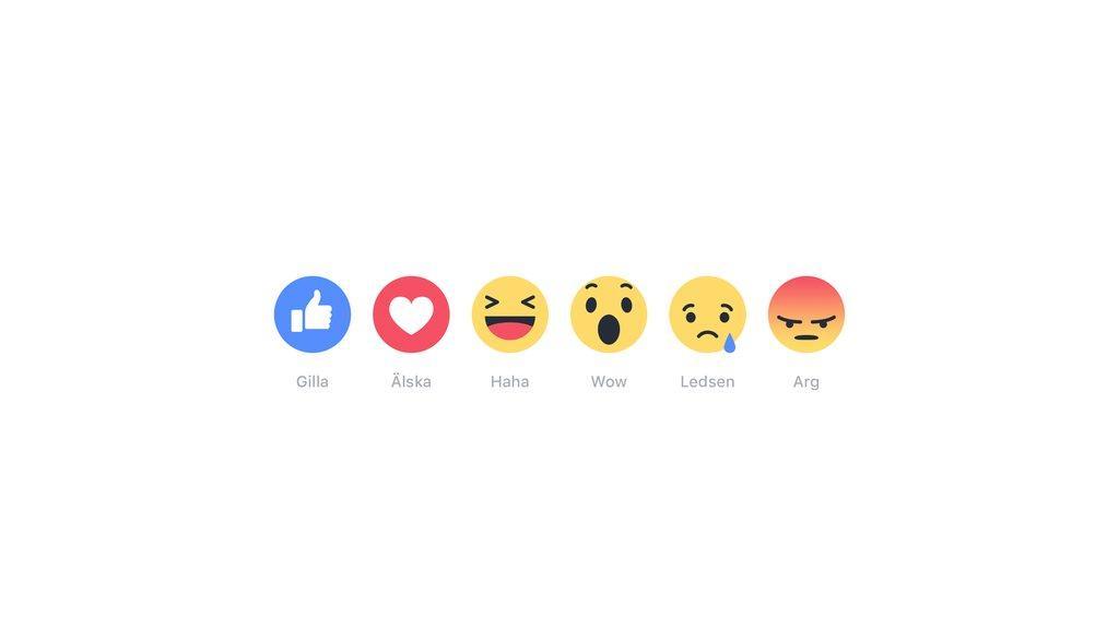 Här är de nya symboler som kompletterar "gilla" på Facebook. Nu kan du till exempel visa glädje, ilska eller sorg med ett enda klick.
Facebook