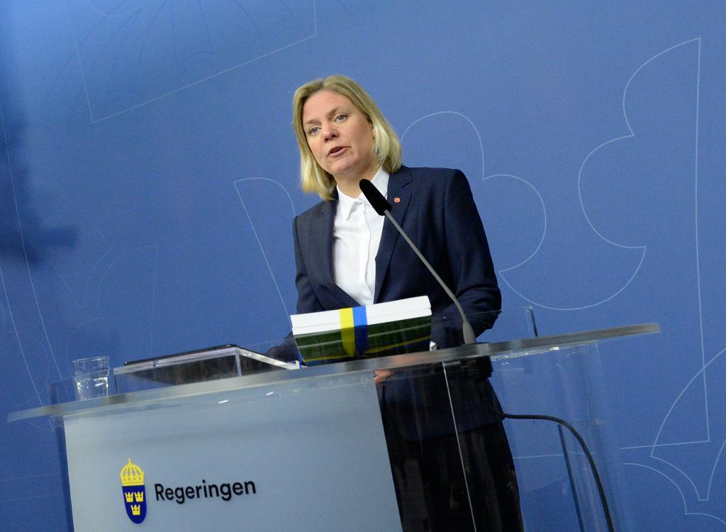 Finansminister Magdalena Andersson (S) presenterar årets vårproposition. (Foto: Janerik Henriksson/TT