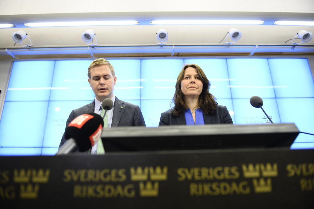 Miljöpartiets språkrör Gustav Fridolin och Åsa Romson ställer sina platser till förfogande på kongressen om tre veckor. (Foto: Maja Suslin/TT)