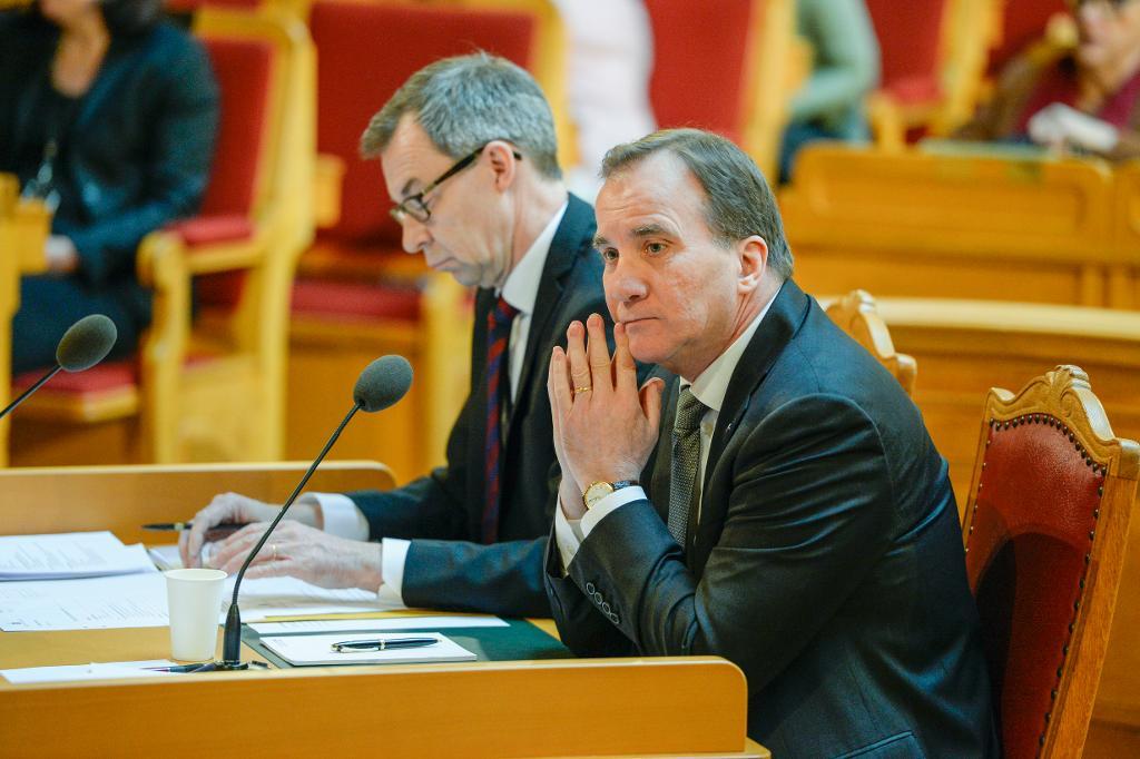 Statsminister Stefan Löfven i KU-förhör på fredagen. (Foto: Jessica Gow/TT)