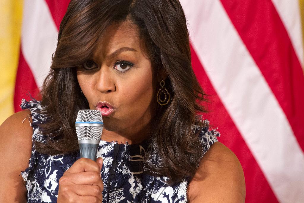 USA:s första dam Michelle Obama talar till studenter i Vita huset i Washington DC. (Foto: Jacquelyn Martin /AP/TT)
