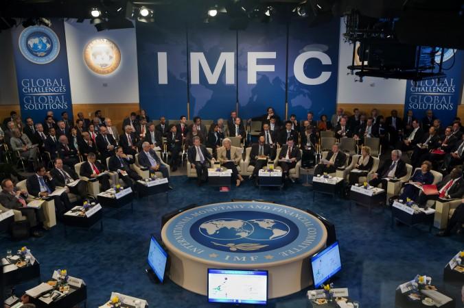 Internationella valutafonden (IMF) har en liknande syn som Kina på den möjliga världsvalutan SDR. Bilden från 40-årsjubiléet av IMFC (International Monetary and Financial Committee), en kommitté under IMF. (Foto: Stephen Jaffe/IMF via Getty Images).