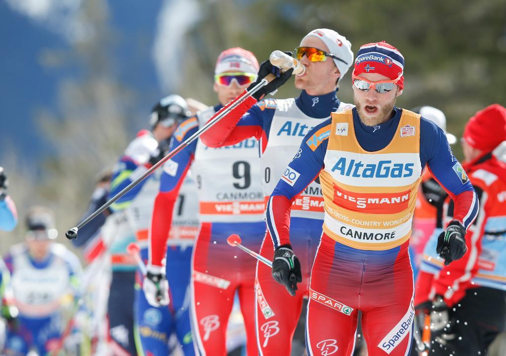 Norska landslagsåkare i skidor; Martin Johnsrud Sundby, Didrik Tønseth och Niklas Dyrhaug.(Foto: Terje Pedersen/NTB Scanpix /TT)