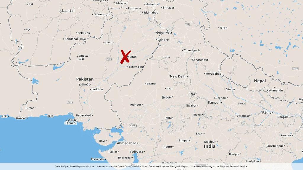 Olyckan inträffade i närheten av staden Multan.