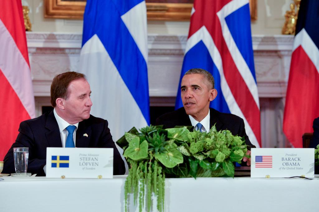 Sveriges statsminister Stefan Löfven och USA:s president Barack Obama vid en presskonferens i Vita Huset i våras. Arkivbild. (Foto: Jonas Ekströmer/TT)