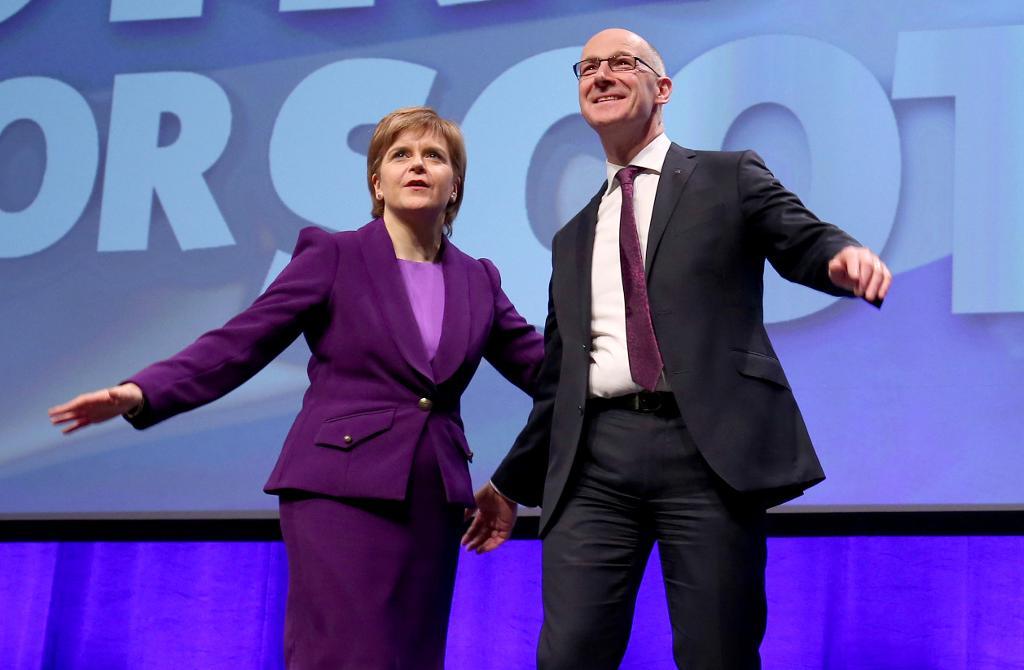 Försteminister Nicola Sturgeon och vice försteminister John Swinney på Skotska nationalistpartiets kongress i Glasgow i förra veckan. (Foto: Jane Barlow)