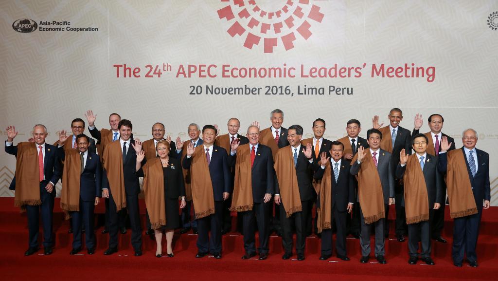 Ledarna för Apec på plats i Lima. (Foto: Martin Mejia/AP/TT)