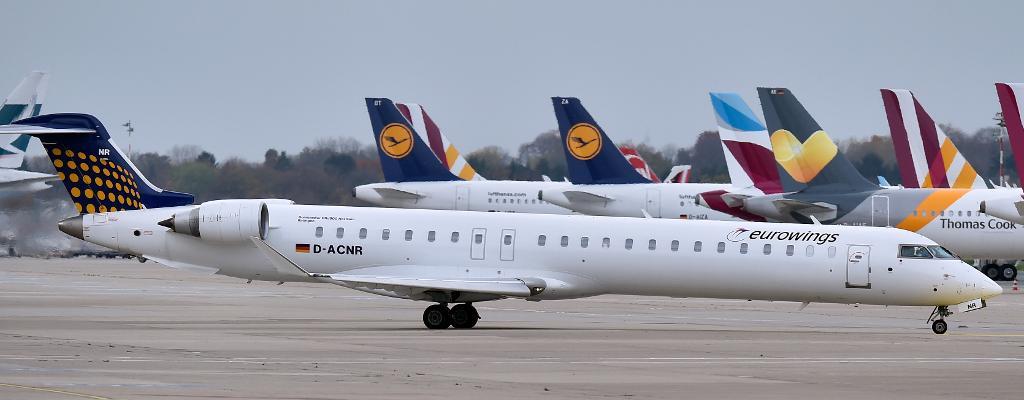 Flygavgångar ställs in till följd av att Eurowings kabinpersonal strejkar. (Foto: Martin Meissner/AP/TT-arkivbild)