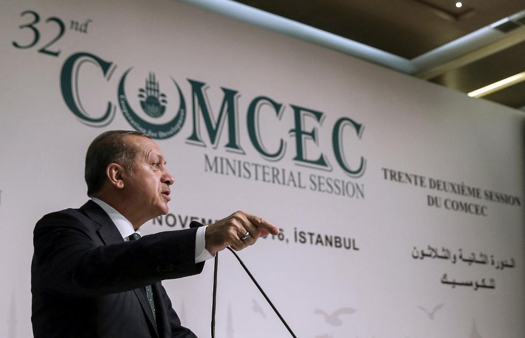 
Tayyip Erdogan. Bilden är från ett tidigare tal denna vecka. (Foto: Yasin Bulbul /presidentens presstjänst/AP)