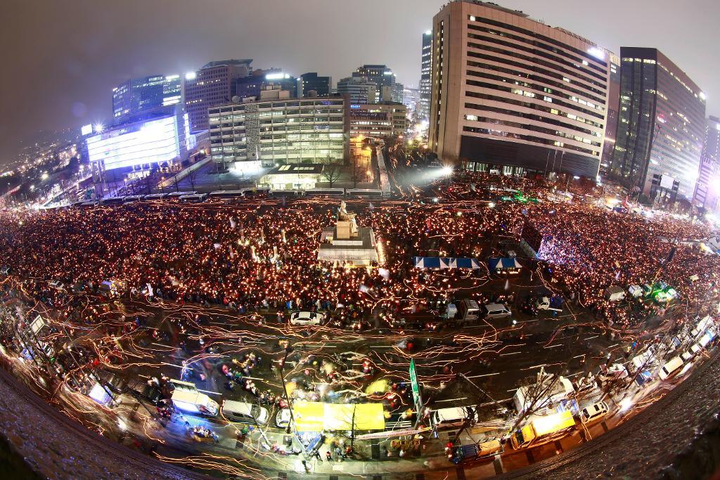 Demonstrationer mot Park i Seoul häromdagen. (Foto: Jeon Heon-kyun)