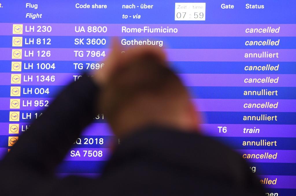 Tusentals flygavgångar har ställts in när Lufthansapiloterna strejkar. (Foto: Arne Dedert/AP/TT)