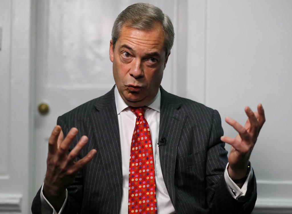 Den förre Ukip-ledaren Nigel Farage är övertygad om att Danmark kommer att följa Storbritanniens väg och lämna EU. (Foto: Frank Augstein/AP/TT-arkivbild)