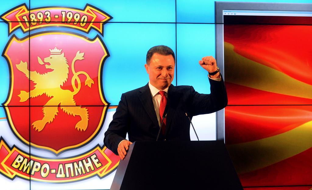 Nikola Gruevskis styrande nationalistparti ser ut att behålla makten i Makedonien. (Foto: Dragan Perkovski/AP/TT)

