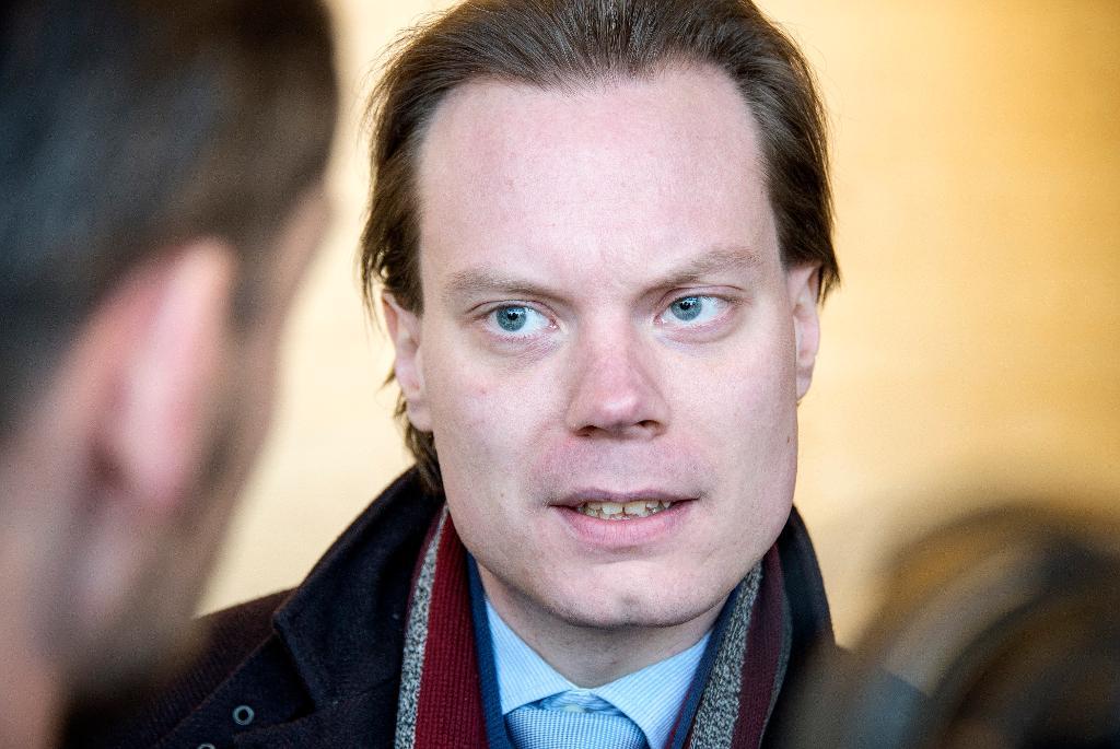 SD:s riksdagsledamot Martin Kinnunen då rättegången inleddes vid Södertörns tingsrätt i södra Stockholm. (Foto: Marcus Ericsson/TT-arkivbild)